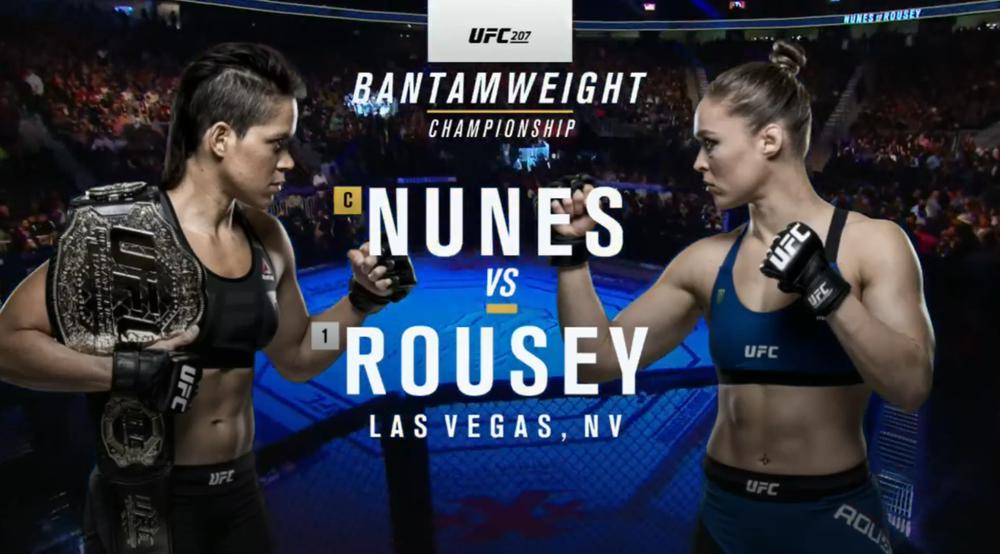 Видео боя смотреть UFC 207 Ронда Рауди Роузи (Раузи) - Аманда Нуньес
