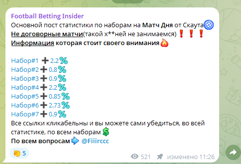 Телеграмм канал Football Betting Insider