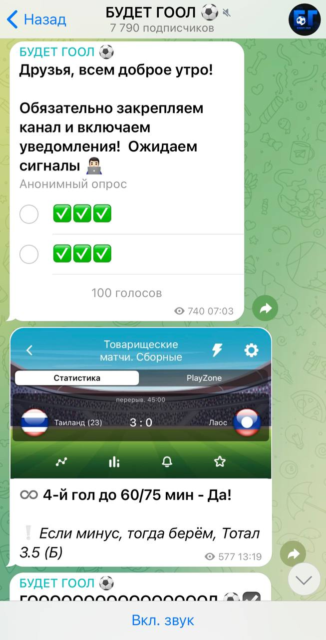 Телеграмм-канал Будет Гол