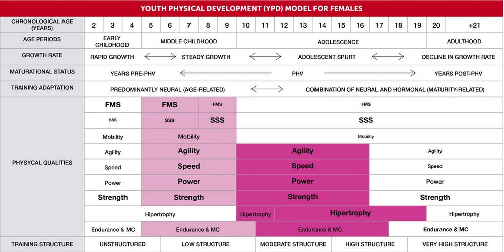 Модель физического развития девочек