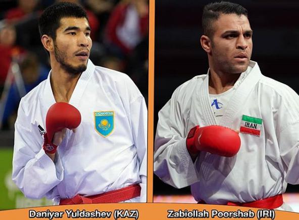 The final of Male Kumite -84kg will be Zabiollah Poorshab against Daniyar Yuldashev