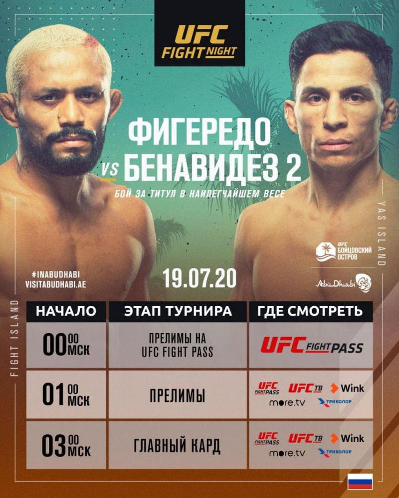 ГДЕ СМОТРЕТЬ UFC БОЙЦОВСКИЙ ОСТРОВ 2: ФИГЕРЕДО VS БЕНАВИДЕЗ 2