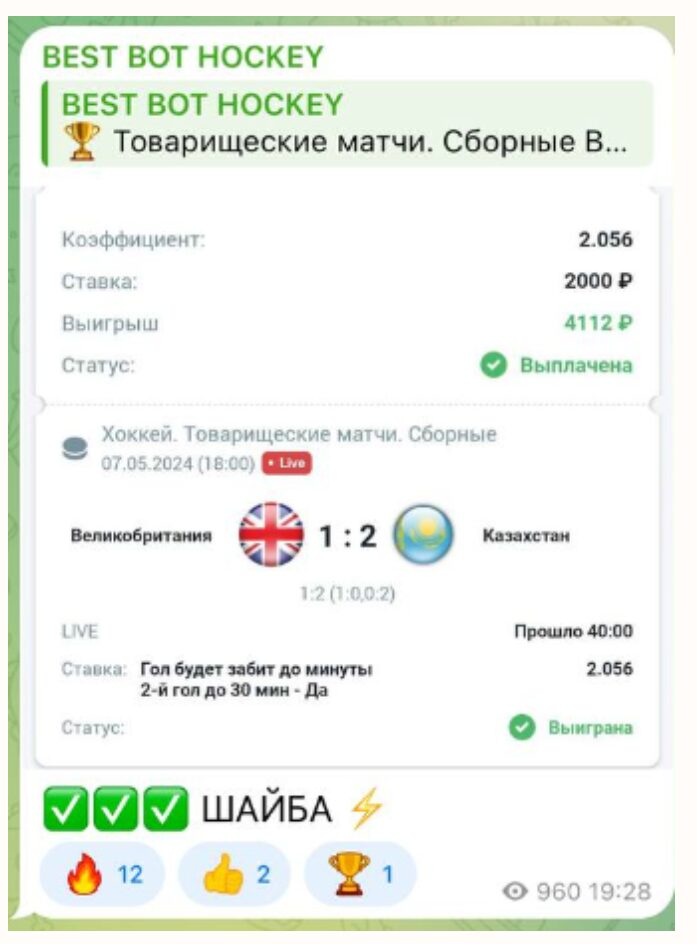 BEST BOT HOCKEY телеграм