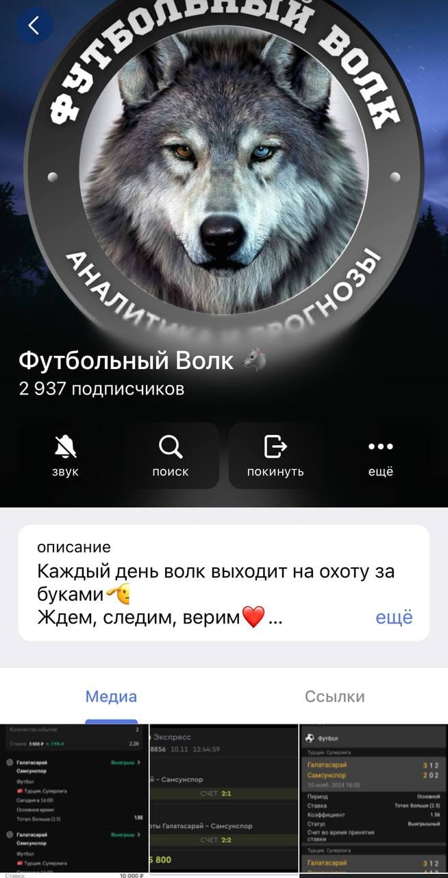 Телеграм канал Футбольный Волк