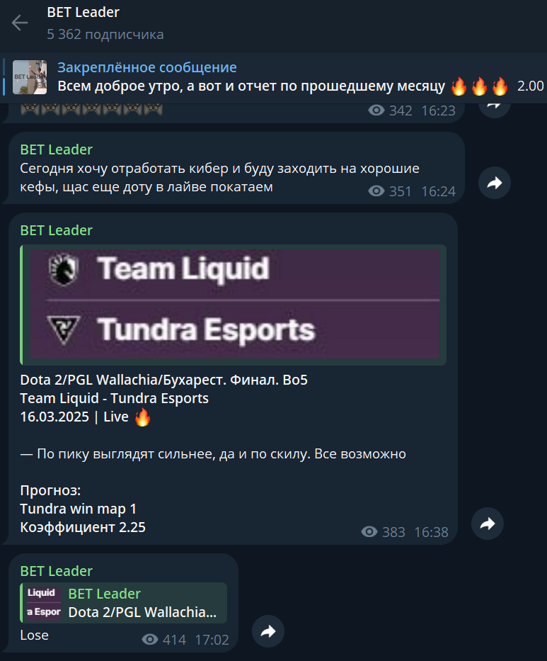 Bet Leader Телеграмм канал