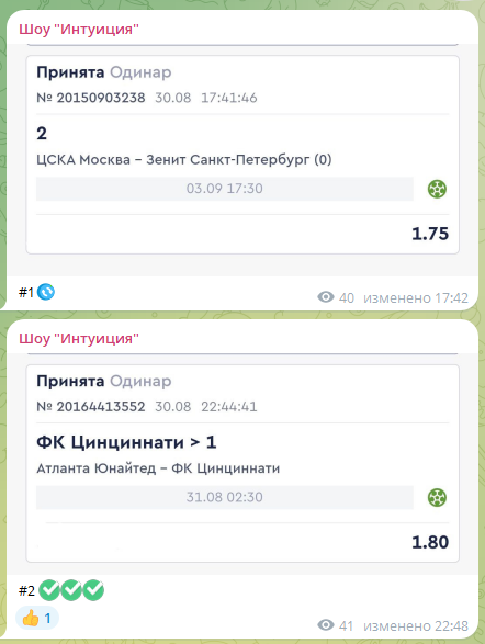 Шоу Интуиция телеграмм