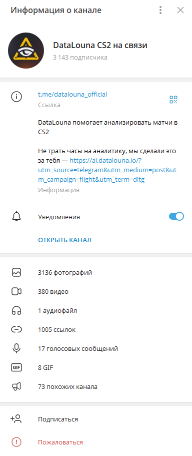 Телеграм канал Datalouna