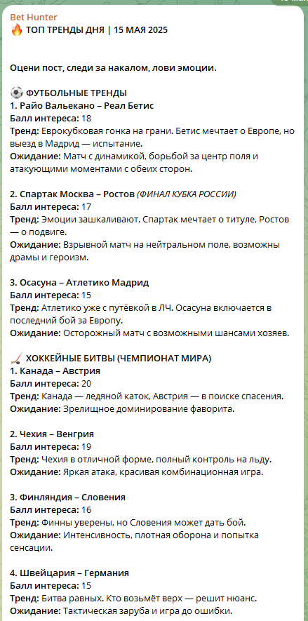 Bet Hunter телеграмм
