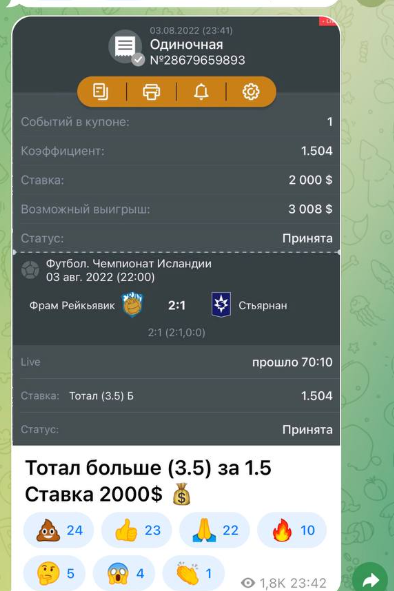 На лайве Телеграмм канал