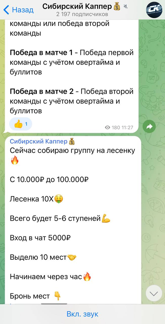 Телеграм канал Сибирский Каппер Телеграм канал Сибирский Каппер