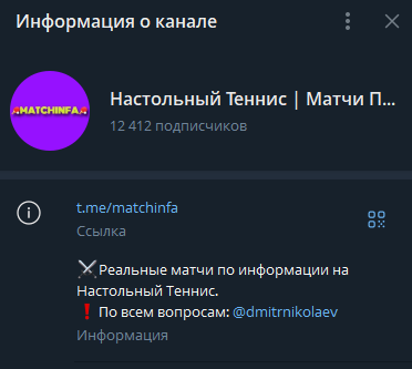 телеграм Настольный Теннис Матчи По Информации