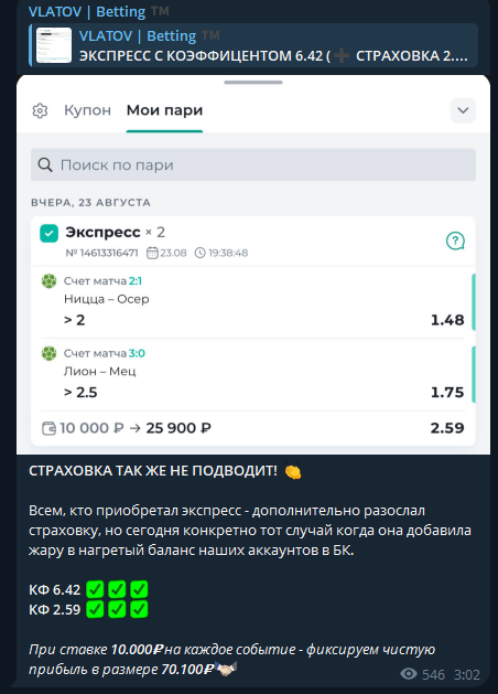 каппер Vlatov_Artur каппер Vlatov_Artur