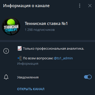 телеграмм Теннисная ставка №1 телеграмм Теннисная ставка №1
