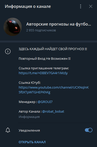 Авторские прогнозы на футбол телеграмм