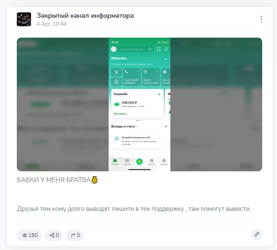 Скрин с электронного кошелька