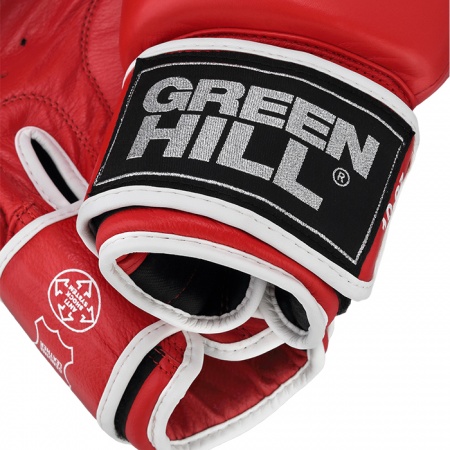BGT-2010b Кикбоксерские перчатки TIGER Антинокаут для соревнований и тренировок Green Hill с мишенью 10 oz