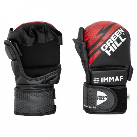 MMI-602 Перчатки MMA IMMAF Green Hill черно-красные/черно-синие/черно-золотистые